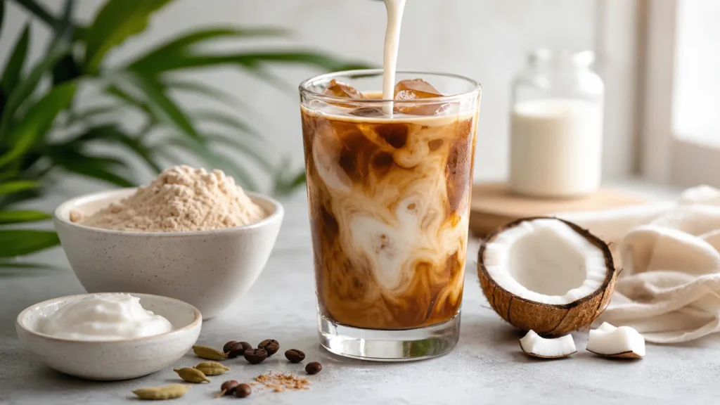 10 Protein Coffee Recipes That Actually Taste Amazing 9 dairy-free-coconut-protein-coffee