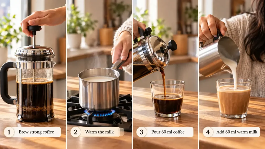 French Press Cortado-Style Coffee