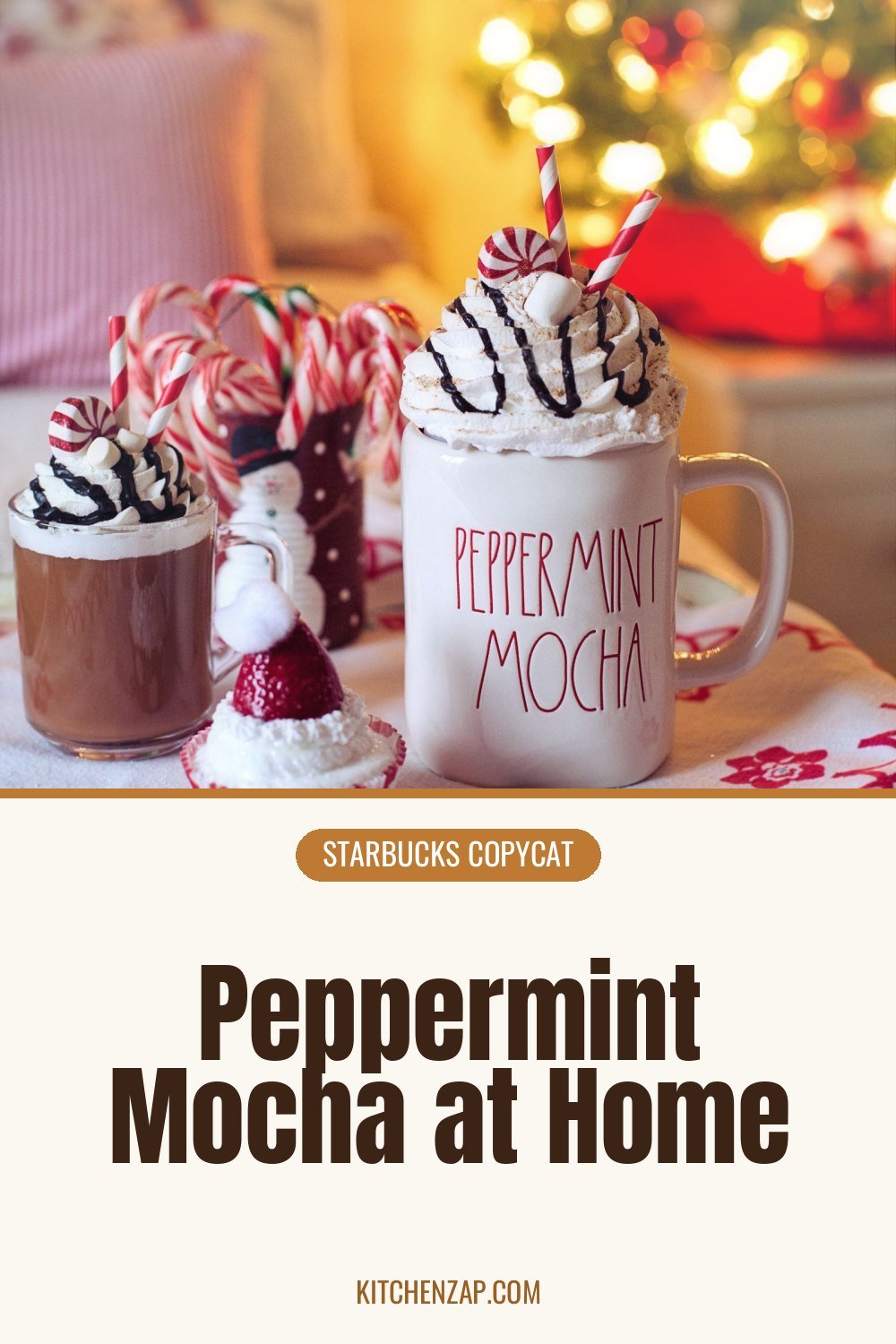 Homemade Peppermint Mocha: Easy Starbucks Copycat 4 Peppermint mocha in a glass mug topped with whipped cream and crushed candy cane